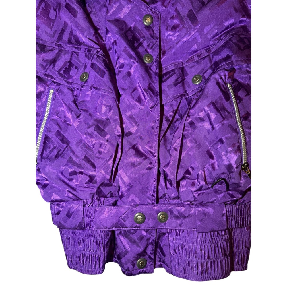 Vintage Black Bear Purple Bomber Style Ski Jacket Women's Sz M Iconic Retro - Picture 8 of 11